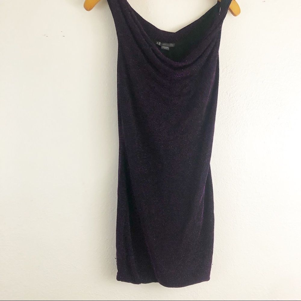 Armani Exchange sleeveless purple metallic mini Bodycon dress size XS